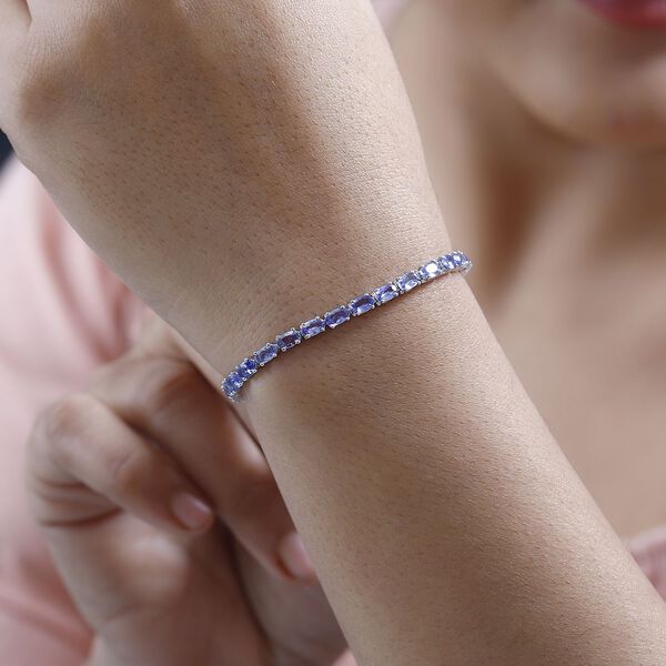 Tansanit Armband ca. 19 cm 925 Silber platiniert ca. 8,46 ct. image number 3