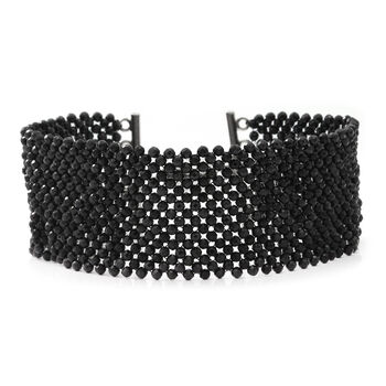 Schwarzer Spinell Armband 19 cm 925 Silber ca. 70,00 ct