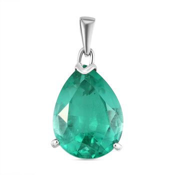 Smaragd-Triplett-Quarz Anh&auml;nger, 925 Silber platiniert ca. 16,65 ct