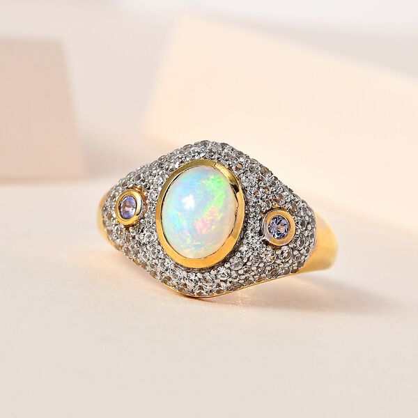 AA nat&uuml;rlicher, &auml;thiopischer Welo Opal, Tansanit und Zirkon-Ring - 2,28 ct. image number 2
