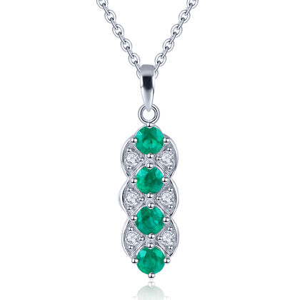 AAA Kagem sambischer Smaragd und Zirkon-Anhänger mit Kette in Silber