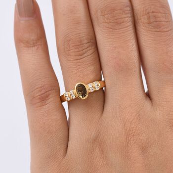 D'Joy AA nat&uuml;rlicher, goldener Tansanit und Zirkon Ring - 0,79 ct.