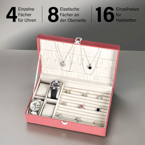 Premium Schmuckbox mit Silberpoliertuch, 32x20x8,7 cm, Rosa image number 2