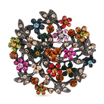 Mehrfarbiger Kristall Brosche  Schwarz