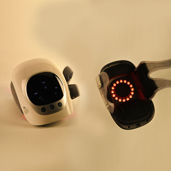Knie-Massageger&auml;t mit Vibrationsfunktion und Hei&szlig;kompresse, ergonomisches Design, 24,5&times;14,5&times;14 cm, Wei&szlig; image number 1