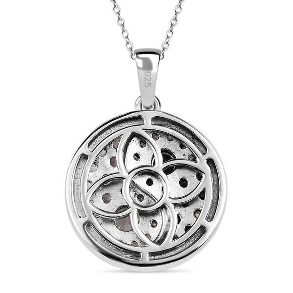 Weißer Zirkon und schwarzer Spinell Anhänger mit Kette, 925 Silber platiniert ca. 2,12 ct image number 5