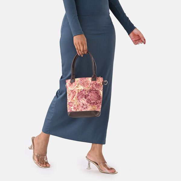 Crossbody Baumwolle, Blockprint, 25.4 x 23 cm, Pfirsich image number 2