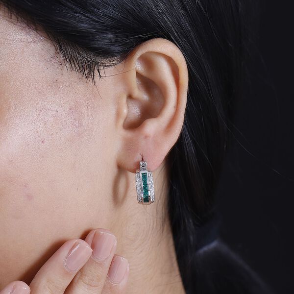 Labor Smaragd und Zirkon Ohrringe - 1,60 ct. image number 3