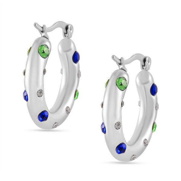 Mehrfarbige Kristall-Ohrringe in Silberton image number 5