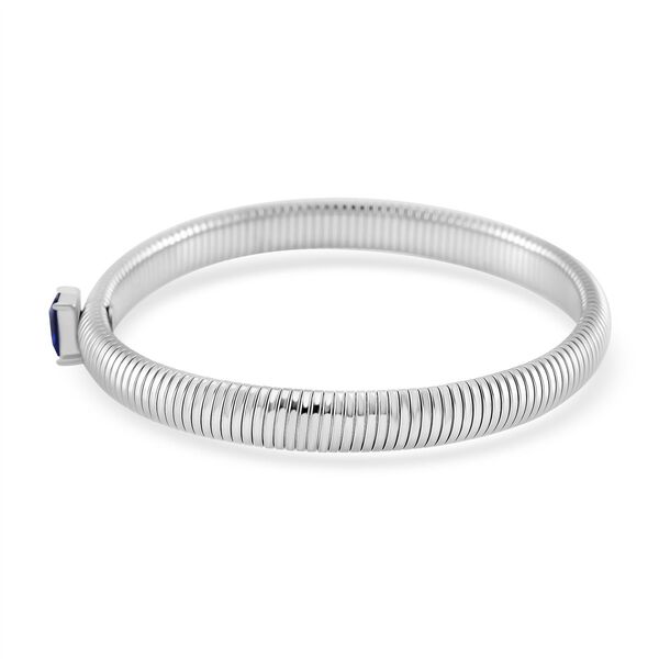 Blaues Kristall Armband, flexibel, Reiner Edelstahl, silberfarben image number 3