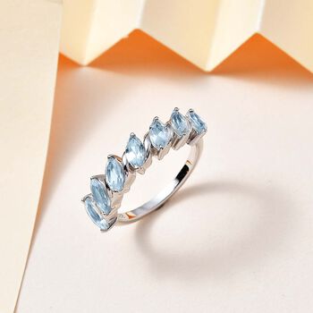 Himmelblauer Topas Ring 925 Silber rhodiniert (Gr&ouml;&szlig;e 21.00) ca. 2,18 ct