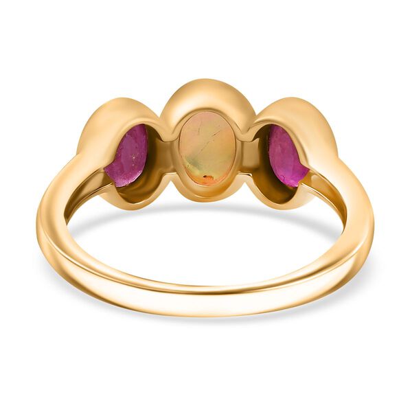 AA nat&uuml;rlicher, &auml;thiopischer Welo Opal und afrikanischer Rubin Ring - 1,89 ct. image number 6