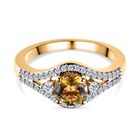 Natürlicher goldener Tansanit und weißer Zirkon-Ring, 925 Silber Gelbgold Vermeil (Größe 18.00) ca. 1.56 ct