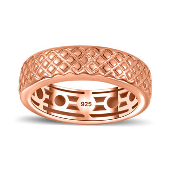 Handgearbeiteter Bandring mit Diamantschliff-Muster, 925 Silber Ros&eacute;gold Vermeil