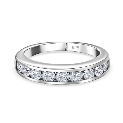 LUSTRO STELLA Hergestellt mit ZIRKONIA Half Eternity Ring 925 Silber Platin-Überzug image number 0