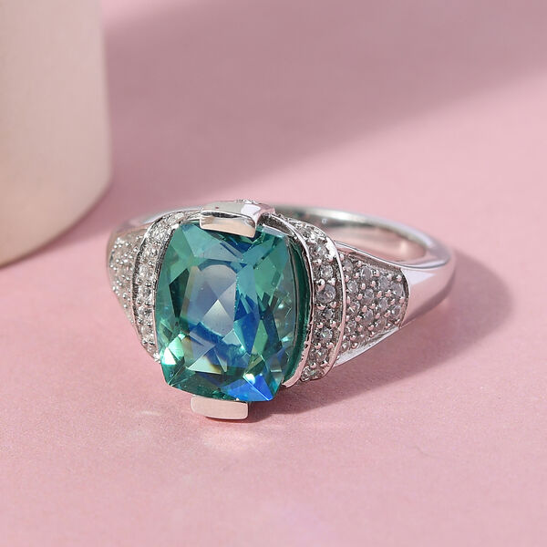 Pfau Triplett Quarz und Zirkon Ring 925 Silber platiniert image number 2