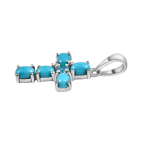 AA Sleeping Beauty Türkis und Neon Apatit Anhänger, 925 Silber platiniert - 0,85 ct. image number 4