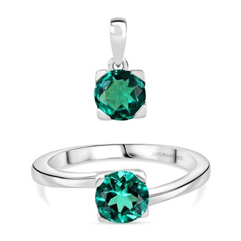 LUXURIANT AAA Labor kolumbianisches Smaragd Schmuckset, 925 Silber rhodiniert - 2,70 ct.