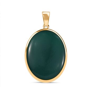Verde Onyx Anh&auml;nger (Oval 4x30mm) Nickelfreies Messing Goldfarben ca. 68.32 ct