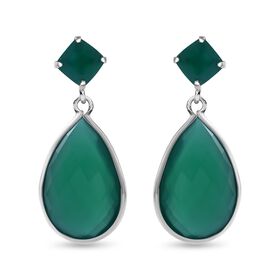 Verde Onyx Ohrringe, 925 Silber rhodiniert, ca. 27.50 ct