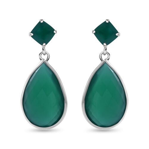 Verde Onyx Ohrringe, 925 Silber rhodiniert, ca. 27.50 ct image number 0