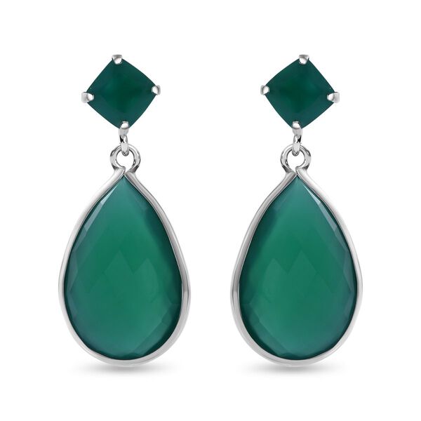 Verde Onyx Ohrringe, 925 Silber rhodiniert, ca. 27.50 ct image number 0