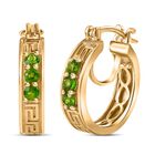 Natürliche Chromdiopsid Ohrringe, 925 Silber 750 Gelbgold Vermeil ca. 0.79 ct