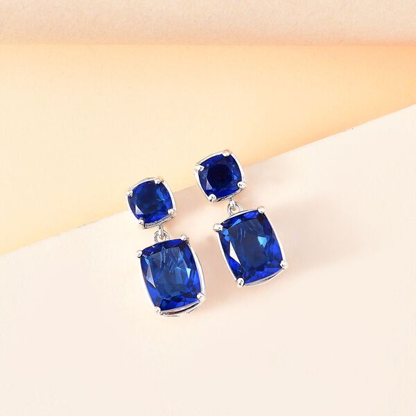 Ceylonfarbene blaue Quarz Triplett Ohrringe - 9,03 ct. image number 2
