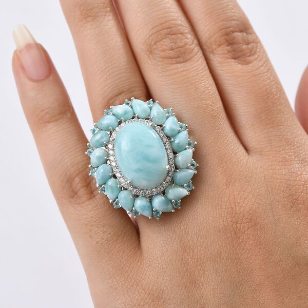 D'Joy Larimar, Neon Apatit und Zirkon Ring - 22,74 ct. image number 2