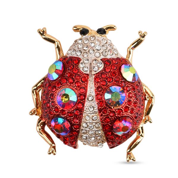 Mehrfarbiger Kristall Brosche  Gelb image number 0