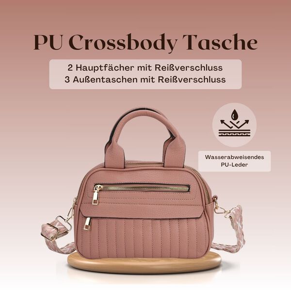 Crossbody-Tasche mit mehreren Reißverschlussfächern und abnehmbarem Gurt, 25x9x18cm, Grau image number 2