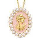 Kamee-Schmuck, Kunststoff Perlen Kette mit Anhänger, goldfarben