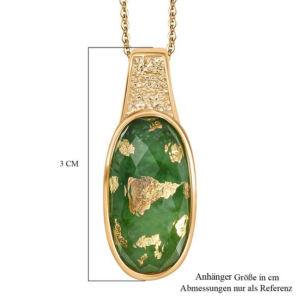SHOPLC EXKLUSIV D joy Grün Blattgold-Quarz Anhänger mit Kette, 925 Silber 750 Gelbgold Vermeil ca. 10.75 ct image number 6