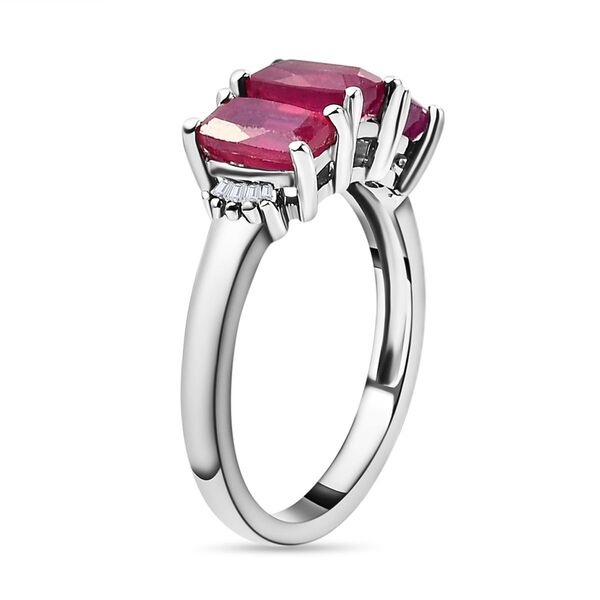 Afrikanischer Rubin und wei&szlig;er Diamant-Ring, 925 Silber platiniert  ca. 2,77 ct image number 5