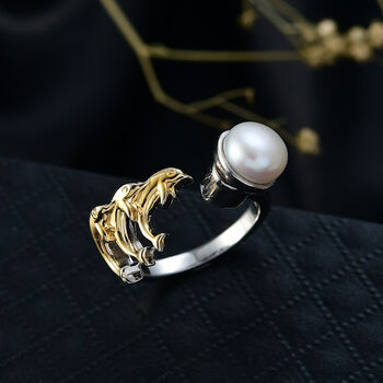 EVER TRUE S&uuml;&szlig;wasser Perle (7.5-8 mm) Ring Nickelfreies Messing Zweifarbige Beschichtung (Gr&ouml;&szlig;e 19.00)