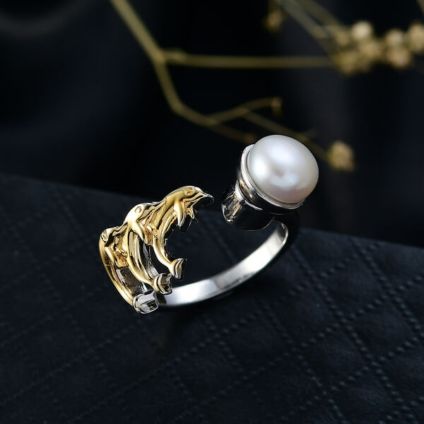 EVER TRUE S&uuml;&szlig;wasser Perle (7.5-8 mm) Ring Nickelfreies Messing Zweifarbige Beschichtung (Gr&ouml;&szlig;e 19.00) image number 2