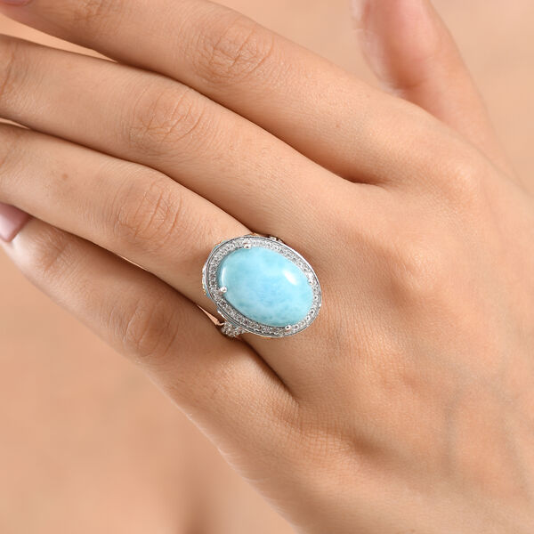 D'Joy Larimar, Wei&szlig;er Zirkon Ring 925 Silber Rhodiniert und 750 Gelbgold Vermeil (Gr&ouml;&szlig;e 18.00) ca. 14,73 ct image number 2