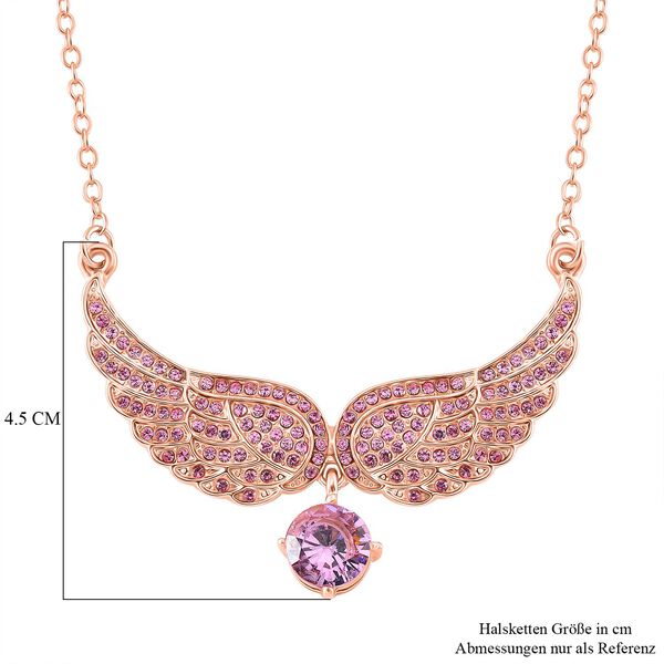 Rosa Zirkonia und Kristall Halskette, 52+5cm image number 6