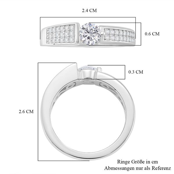 Moissanit Ring 925 Silber rhodiniert (Größe 18.00) ca. 0,70 ct image number 5
