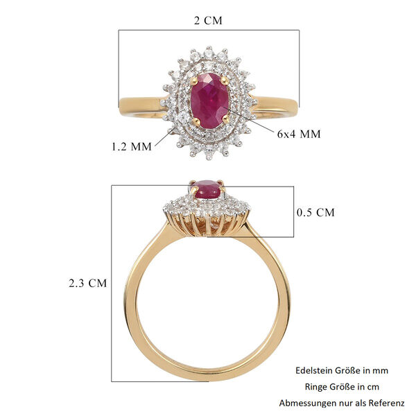Burmesischer Rubin und Zirkon Ring 925 Silber 585 vergoldet image number 6