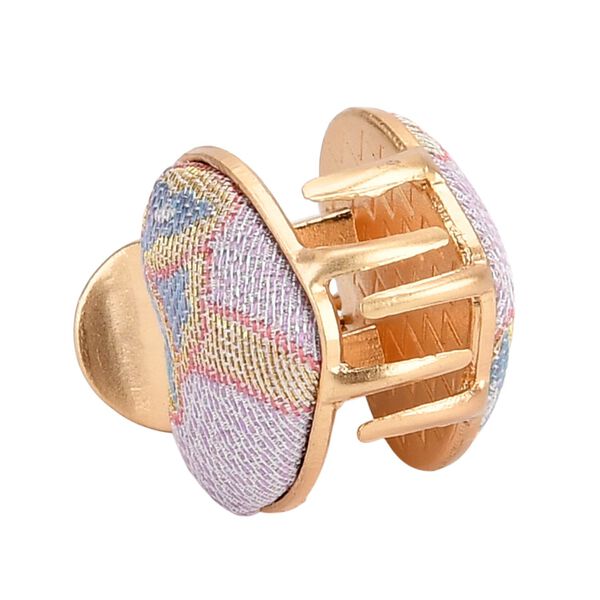 LA MAREY 2er-Set Brokat Seiden-Haarspangen und Ohrringe, Cremeweiß image number 8