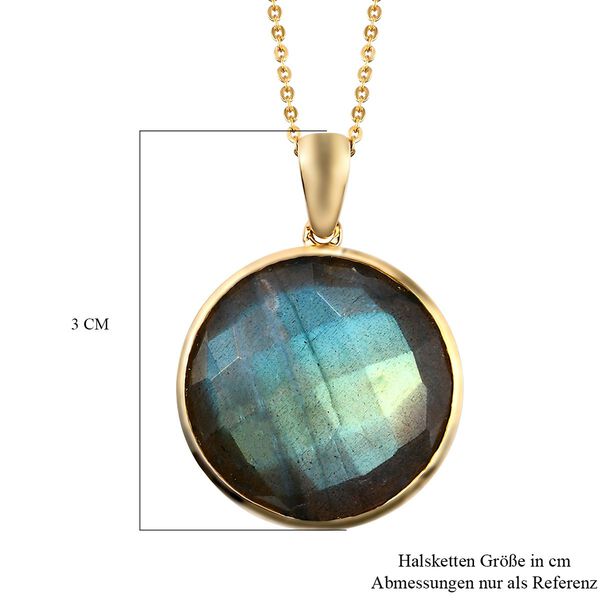 Labradorit-Anh&auml;nger mit Kette, 925 Silber Gelbgold Vermeil ca. 21.89 ct image number 7