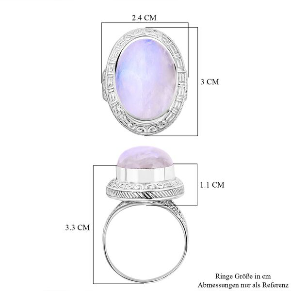 Regenbogen Mondstein Ring 925 Silber (Gr&ouml;&szlig;e 16.00) ca. 18,61 ct image number 5