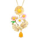 Jardin Kollektion - Gelber Perlmutt und Jade-Anh&auml;nger mit Kette, 925 Silber Gelbgold Vermeil ca. 1,90 ct