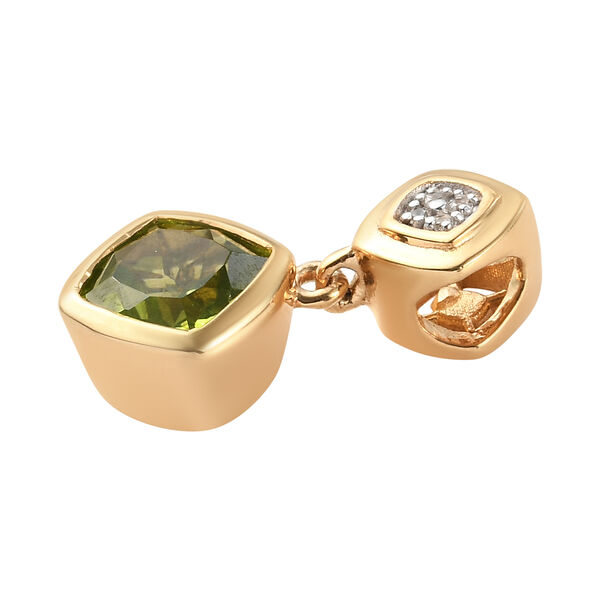 Natürlicher Peridot und Zirkon-Anhänger, 925 Silber vergoldet ca. 1,55 ct image number 4