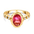 Sunset Quarz Triplette, Weißer Zirkon Ring, 925 Silber Gelbgold Vermeil (Größe 20.00) ca. 2.59 ct