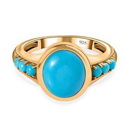 AA Sleeping Beauty T&uuml;rkis Ring 925 Silber Gelbgold Vermeil (Gr&ouml;&szlig;e 17.00) ca. 4,99 ct