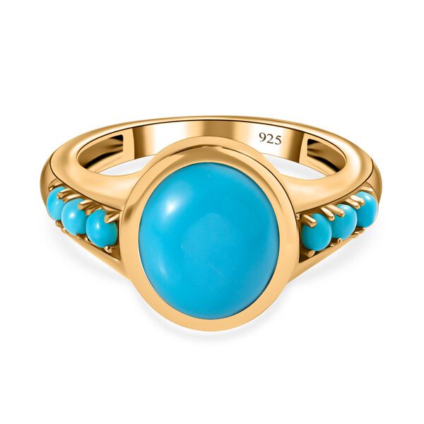 AA Sleeping Beauty T&uuml;rkis Ring 925 Silber Gelbgold Vermeil (Gr&ouml;&szlig;e 17.00) ca. 4,99 ct