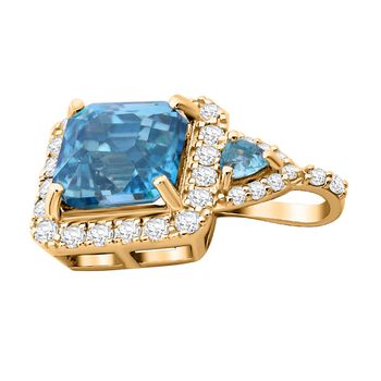 AAA blauer Zirkon und Diamant-Anh&auml;nger in 585 Gold - 4,33 ct.