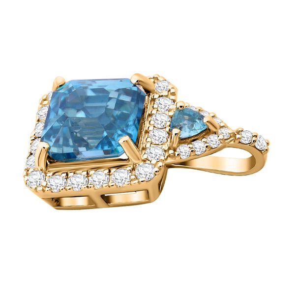 AAA blauer Zirkon und Diamant-Anh&auml;nger in 585 Gold - 4,33 ct. image number 3